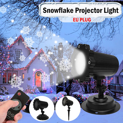 

AC 100-240V 5W LEDs White Snowstorm Projector Christmas Landscape Stage Lighting Remote Control Optional