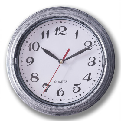 

SAC SMARTEN ARTS metal frame mute 8" antique silver electronic wall clock 2 x AA batteries excluding 8778
