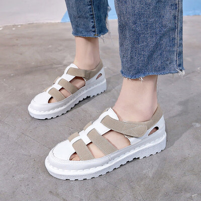 

Sandals Female Spring&Summer Korean version of Roman Baotou Flat Bottom 100 sets of breathable little white student female sho