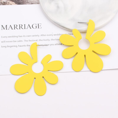 

E1016 New Fashion Painted Metal Big Leaf Earrings Statement Flower Stud Earrings For Women Wholesale Jewelry Pendientes Mujer
