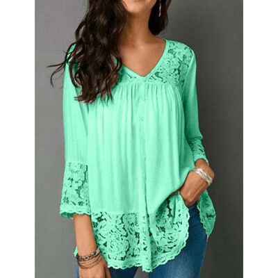 

Plus Size Womens Boho Floral Long Sleeve Blouse Baggy Tops Tunic V Neck T Shirts