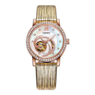 

OUBAOER 2005A Automatic Machinery Leather Fashion Women Watch