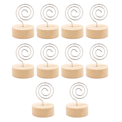 

10PCS Wood Place Card Holder Stand With Swirl Wire Clip Clasp For Displaying Memo Photo Picture Table Number Cards Name Sign