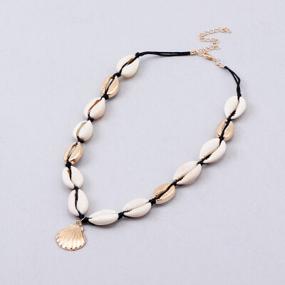 

Bohemian Natural Sea Shell Cowrie Necklace For Women Choker Rope Chain Gold Shell Collar Concha Necklaces Beach Summer Jewelry