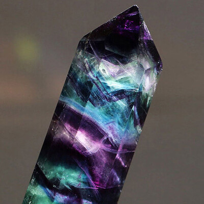 

Siaonvr Natural Hexagonal Crystal Quartz Healing Fluorite Wand Stone Purple Green Gem