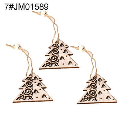 

3Pcs Wooden Hollow Blank Slices Pendants DIY Crafts Christmas Tree Ornaments