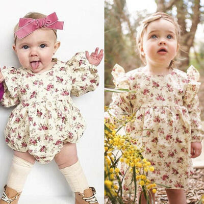 

Newborn Baby Girls Romper Bodysuit Floral Outfits Pegeant Dress Party Dresses