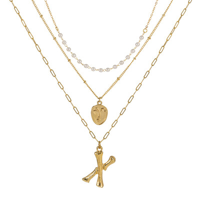 

2019 New Face Coin Beads Alphabet Initial LetterPendant Necklace Female Gold Color Chain Choker Collar Necklaces for Women