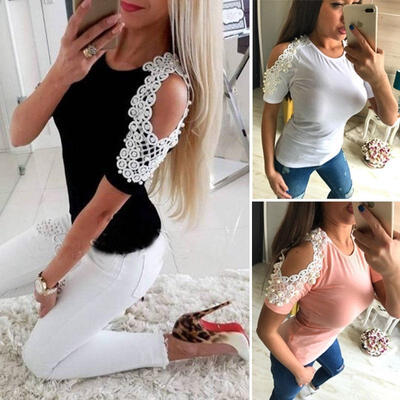 

Women Ladies Summer Cotton Short Sleeve Casual Shirt Tops Blouse T-Shirt -XXL