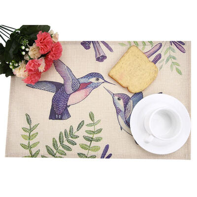 

Birds&Flower Pattern Linen Cloth Table Mat Insulation Pad Dining Room Home Decor Table Insulation Pad Insulation Mat