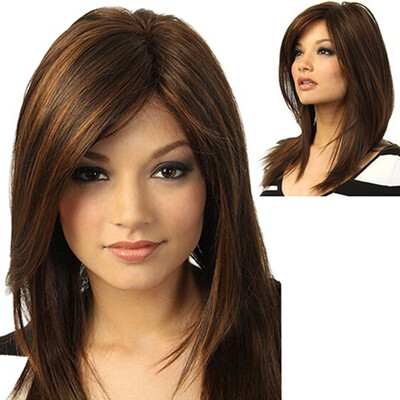 

Gobestart Brown Girl Natural Party Wig Long Full Straight Hair Fashion Synthetic Wig