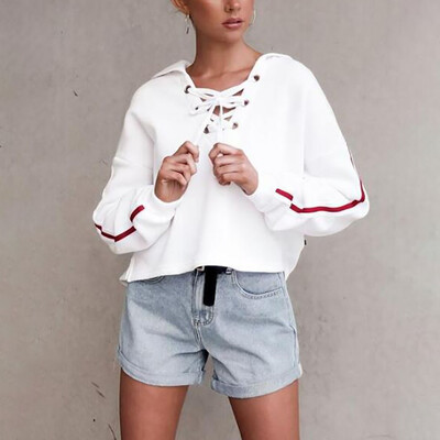 

Tailored Womens Autumn Long Sleeve Solid Color Lace Hooded Sweater Casual Blouse Tops