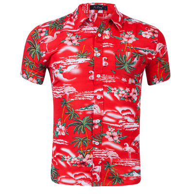 

Hawaiian Shirt Mens Allover Coconut Tree Print Beach Aloha Party New