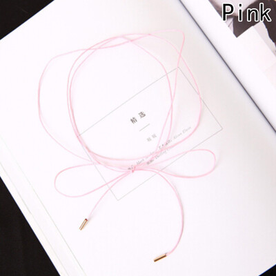 

Thin Faux Leathe Strand Wrap Choker Necklace Jewelry Tie Bow Chokers For Women For Girls
