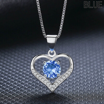 

New Fashion Love Diamond-studded Clavicle Chain Four Claw Heart-shaped Clavicle Chain Necklace Pendant