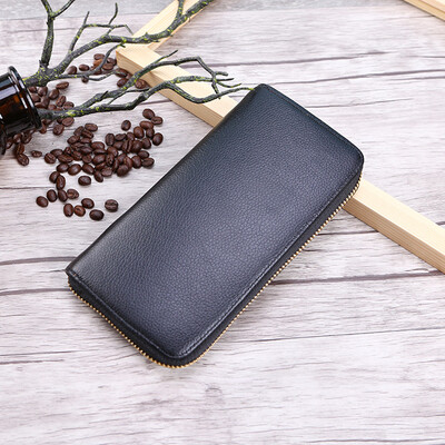 

Tailored Mens Lichee Pattern Zipper Business Leather Wallet Card Holder Wallet