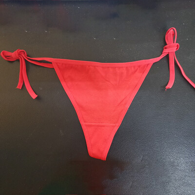 

Womens Sexy Bow Briefs Thong Low Rise Lace Up Underwear Skinny Solid T-back