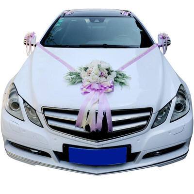 

Greensen Car Bowknot Wedding Car Decoration Flowers Set Door Handle Decor