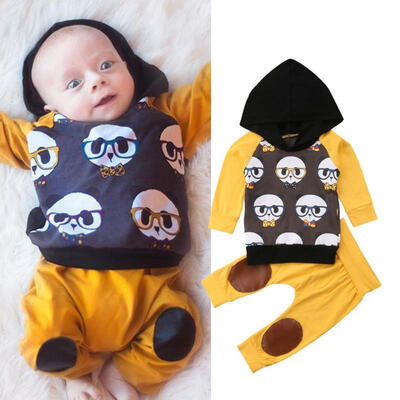 

2pcs Newborn Kids Baby Girl Boys Tops Hoodie T-shirtLong Pants Outfit Clothes