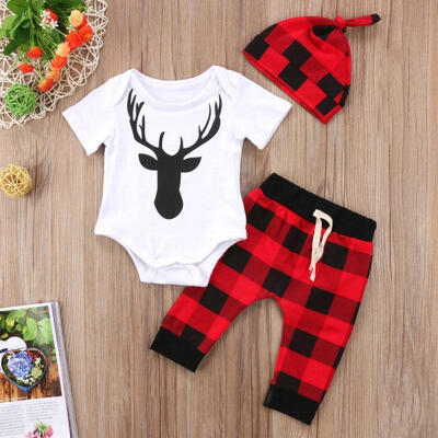 

Cute Deer Christmas Toddler Baby Boy Girls Romper Pants Leggings Outfits Clothes Set