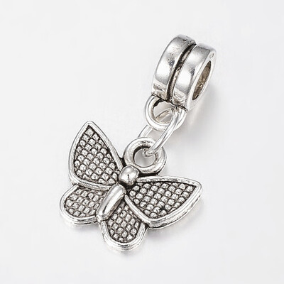 

Tibetan Style Alloy European Dangle Beads Large Hole Pendants Butterfly Antique Silver 21mm Hole 4mm Pendant 11x125x2mm