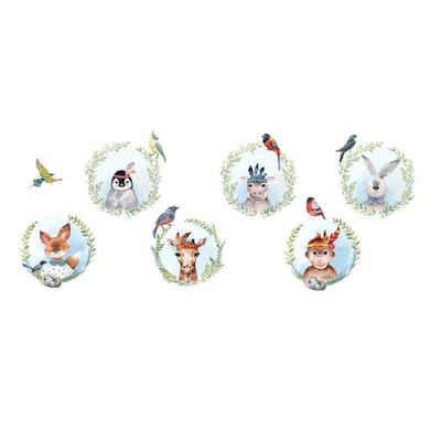 

60x90CM Colorful Cute Animal Rabbit Patterns Children Room Wall Stickers Removable Self-adhesion Wall Decal