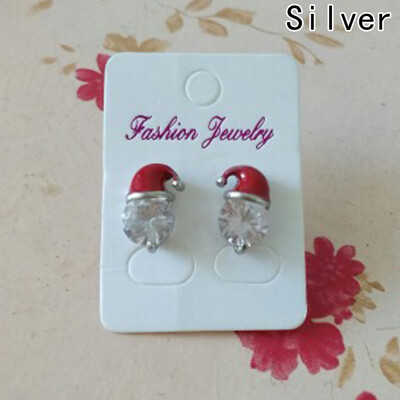 

Chic Christmas Santa Claus Hat Ear Stud Alloy Crystal Earrings Gift for Christmas Beauty Jewelry