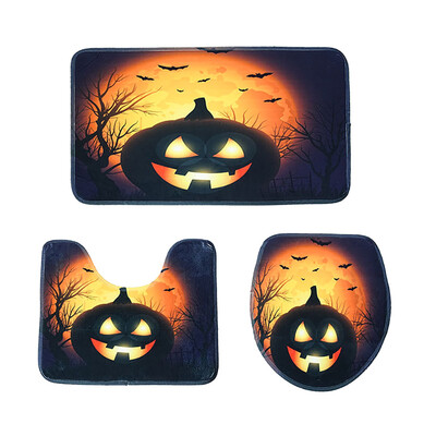 

〖Follure〗Halloween Pumpkin Series Toilet Floor Mat Exquisite Print Three-Piece Toilet Mat