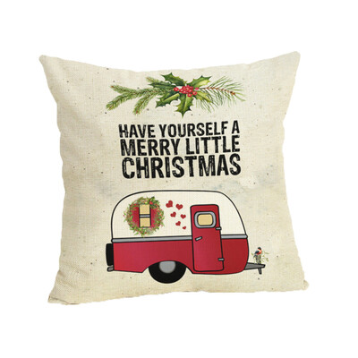 

Siaonvr Happy Christmas Pillow Cases Linen Sofa Cushion Cover Home Decor Pillow Case