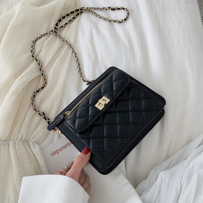 

Womens bag 2019 new wave Korean fashion chain shoulder Messenger bag female wild ins rhombic chain small square bag