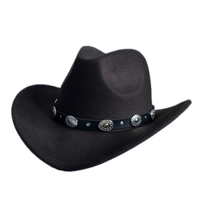 

9 Colors Unisex Women Men Woolen Cowboy Hat Wide Brim Trilby Hat