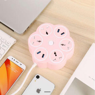 

BH-PC003 Flower Shape 4-Hole Power Strip Extension Socket Plug With 4 USB Ports For Home Office UseAU Plug