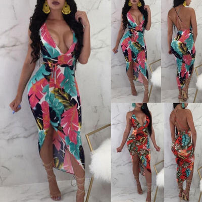 

Fashion Womens Floral Long Maxi Dress Evening Party Beach Holiday Summer Sundress