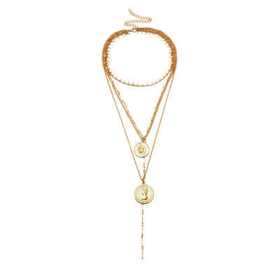 

Cheap Wholesale Long 2 Layers Coin Charm Link Chain Necklaces for Dropshipping 2018