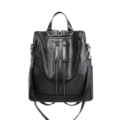 

Backpack female Korean version 2019 new tide soft leather with leather leather retro handbag dual-use casual backpack