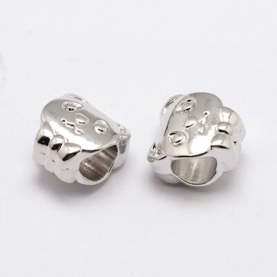 

Rack Plating Alloy European Beads Large Hole Beads Bear Platinum 10x95x7mm Hole 5mm