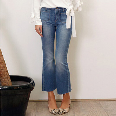 

〖Follure〗Fashion Womens Button Zipper Pocket Jeans Casual Sexy Denim Loose Flares Pants
