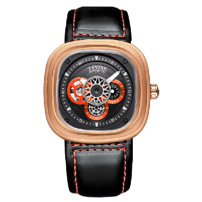 

TEVISE T843A Men Automatic Mechanical Watch 24 Hours Display Fashion Casual Timer Leather Strap 3ATM Waterproof Luminous Hands Mal