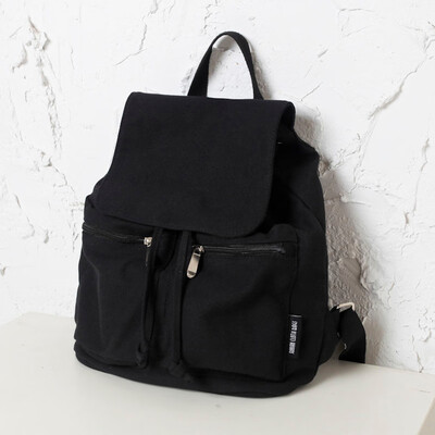

Tailored Solid Color Backpack Literary Draw Student Bag Large Capacity Travel Backpack