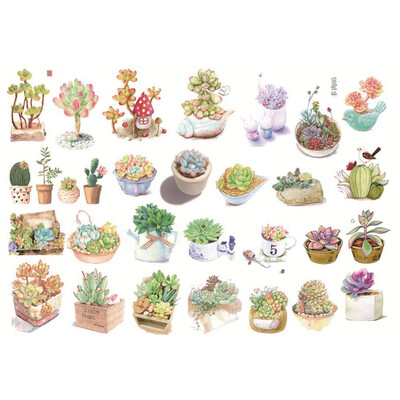 

3 Sheets Succulent Plants Mini Label Sticker Decoration DIY Diary Scrapbooking