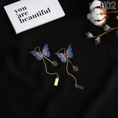 

1 Pair Popular Butterfly Wing Dangle Chandelier Pearl Drop Long Girls Earrings