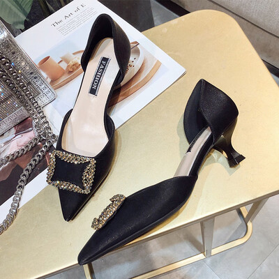 

Summer Joker rhinestone French high-heeled shoes women with thin pointed girls hollow Baotou sandals