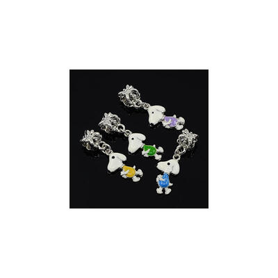 

Alloy European Dangle Beads Large Hole Pendants with Enamel Dog Platinum Color about 30mm long 105mm wide 7mm thick