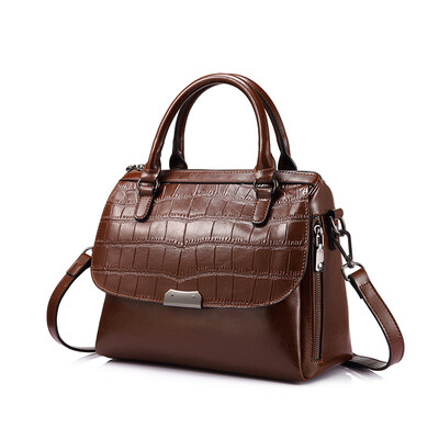 

REALER women handbag split leather tote bag ladies shoulder messenger bags female alligator prints top-handle bag small purse