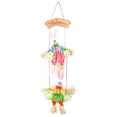 

Wooden Easter Welcome Pendant Rabbit Hanging Ornament Party DIY Decoration