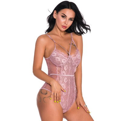 

Toponeto Women Lace V-Neck One Piece Babydoll Teddy Lingerie Jumpsuit Bodysuit Sleepwear
