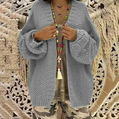 

〖Follure〗Women Casual Solid Color Long Sleeve Knitted Sweater Loose Cardigan