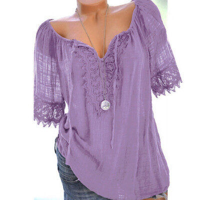 

Starmoon Womens Summer Fashion V-neck Plus Size Loose Tops