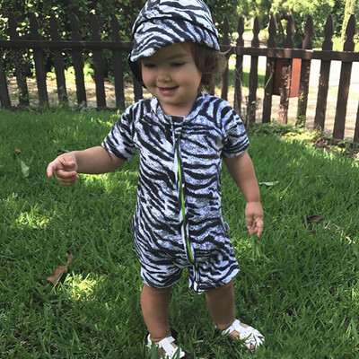 

Newborn Baby Girl Boy Short SleeveZebra Stripe Jumpsuit Romper Outfits Clothes