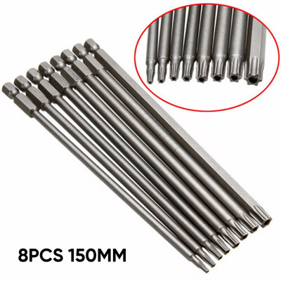 

8pcs Security Metal Alloy Torx Head Screwdriver Bits T8-T40 150mm Length